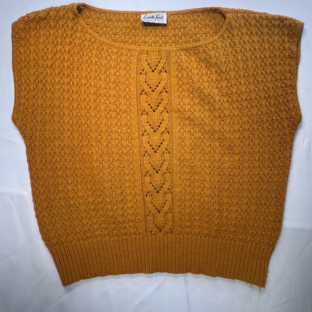 Vintage Cuddle Knit Cable Knit Sweater Vest | Golden Mustard | USA Made